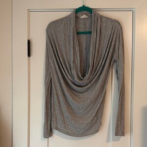 Zenana Outfitters Gray Drape Neck Top